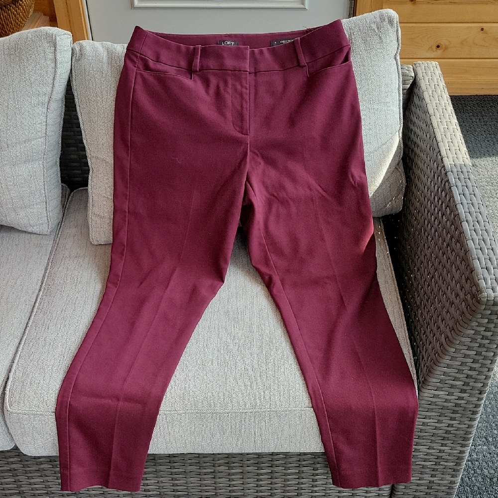 LOFT Red Ankle Cropped Pants